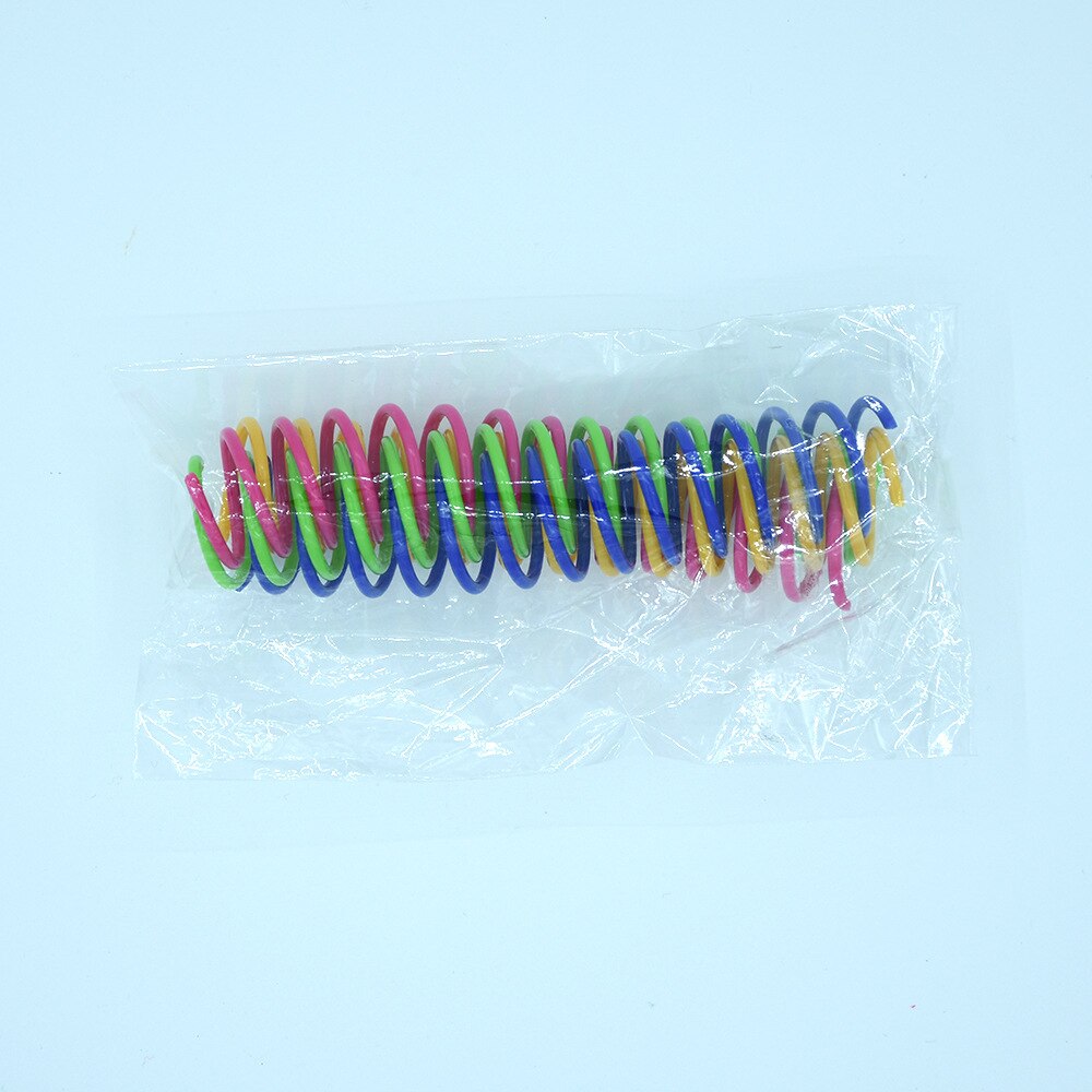 4 different colored plastic springs for cats