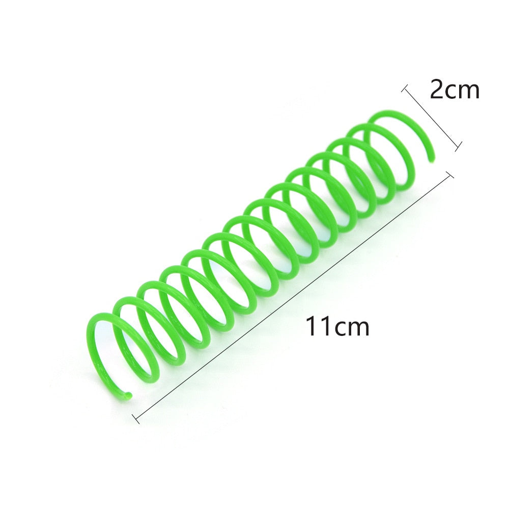 4 different colored plastic springs for cats